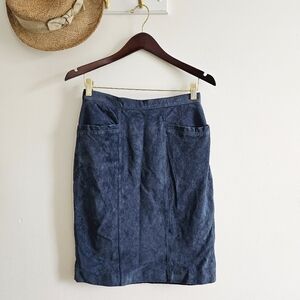 Vintage Woodward Collection Genuine Pig Suede Leather Blue Skirt Back Slit, 10